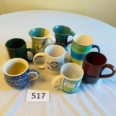 Lot of 8 Coffee Mugs Poland Pottery & Artist Pottery