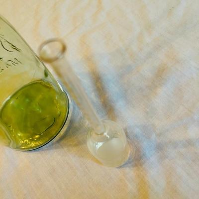 Antique Green fruit jar & 2 lab glass pieces