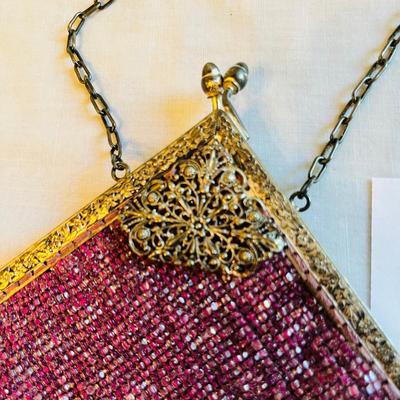 Antique Pink Beaded Purse