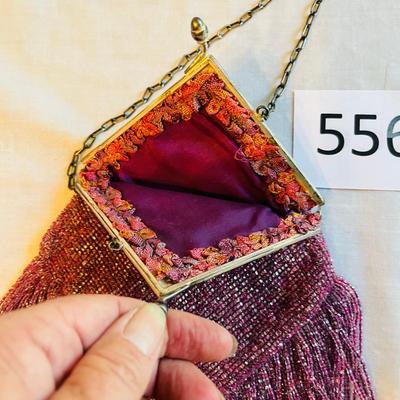 Antique Pink Beaded Purse