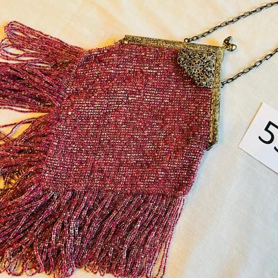 Antique Pink Beaded Purse