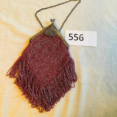 Antique Pink Beaded Purse