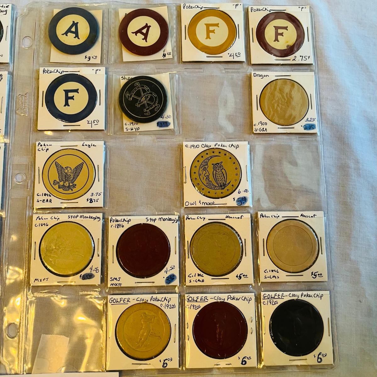 Antique Poker Chips Pressed Board