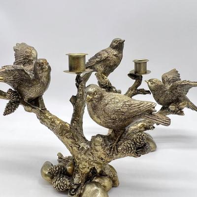 Pair (2) ~ Birds On Trees Candle Holders