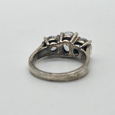 LOT 6: Sterling Silver Diamonique CZ Size 6 Ring