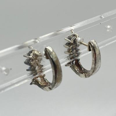 LOT 9: Pierced Diamonique Sterling Silver Hoop Earrings
