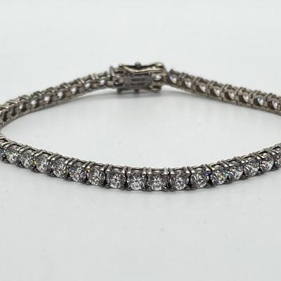 LOT 16: Diamonique CZ Sterling Silver 7-1/2" Tennis Bracelet