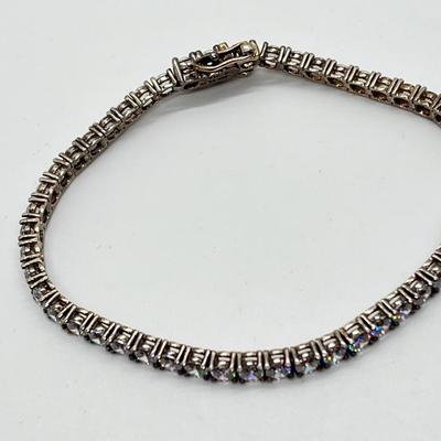 LOT 16: Diamonique CZ Sterling Silver 7-1/2" Tennis Bracelet