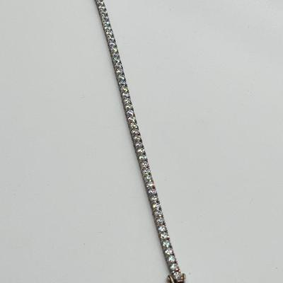 LOT 16: Diamonique CZ Sterling Silver 7-1/2" Tennis Bracelet