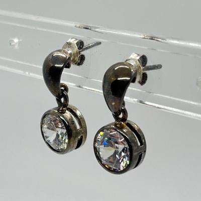 LOT 20: Diamonique CZ Sterling Silver Pierced Earrings