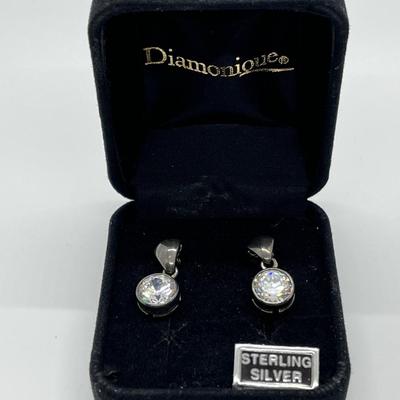 LOT 20: Diamonique CZ Sterling Silver Pierced Earrings