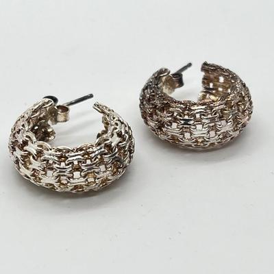 LOT 22: Sterling Silver Pierced Hoop Earrings