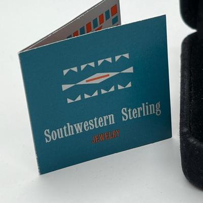 LOT 25: Southwestern Sterling Silver Citrus Berry Inlay Ring - Size 7