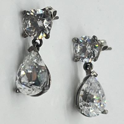 LOT 26: Diamonique CZ Sterling Silver Pierced Earrings