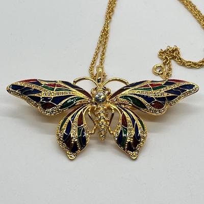 LOT 46: Jaqueline Kennedy Reproduction Butterfly Pin with Pendant Converter & 21