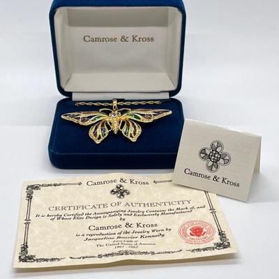 LOT 46: Jaqueline Kennedy Reproduction Butterfly Pin with Pendant Converter & 21