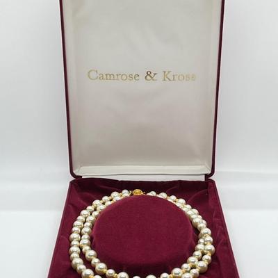 LOT 52: Jaqueline Kennedy 2-Strand Simulated Pearl and Bead 18