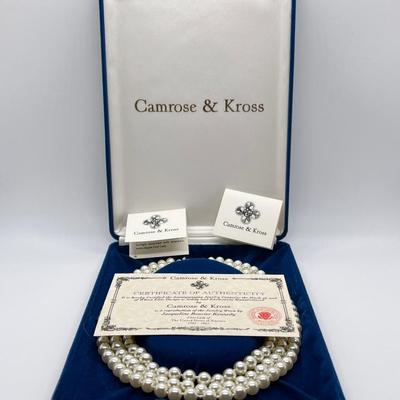 LOT 57: Jaqueline Kennedy 17" Triple Strand Simulated Pearl Necklace