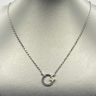 LOT 61: Barbara Bixby Sterling Silver  & 18K Gold 30" Adjustable Necklace