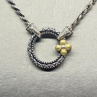 LOT 61: Barbara Bixby Sterling Silver  & 18K Gold 30" Adjustable Necklace