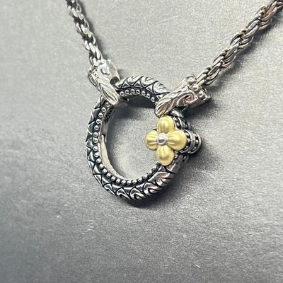 LOT 61: Barbara Bixby Sterling Silver  & 18K Gold 30" Adjustable Necklace