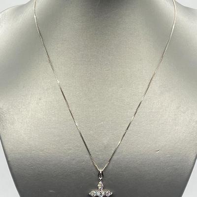 LOT 62: Sterling Silver Diamonique Cross Pendant on 20" Chain