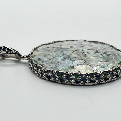 LOT 64: Sterling Silver Roman Glass Enhancer/Pendant