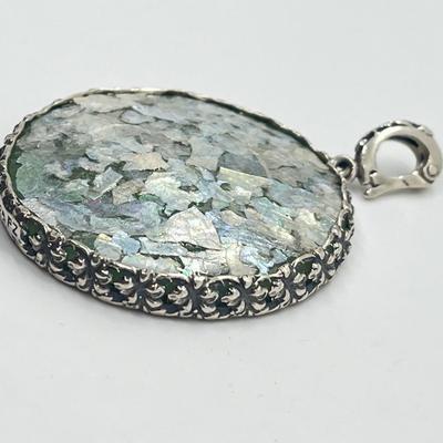 LOT 64: Sterling Silver Roman Glass Enhancer/Pendant