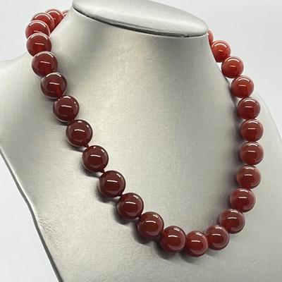 LOT 77: 14mm Carnelian Bead and Sterling Silver 18