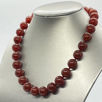 LOT 77: 14mm Carnelian Bead and Sterling Silver 18