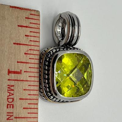 LOT 80: Two-Tone Faceted Simulated Gemstone Enhancer/Pendant