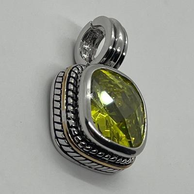 LOT 80: Two-Tone Faceted Simulated Gemstone Enhancer/Pendant