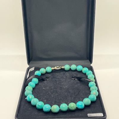 LOT 92: Bold Turquoise 14mm Bead Necklace - 18