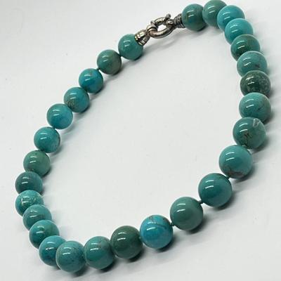 LOT 92: Bold Turquoise 14mm Bead Necklace - 18