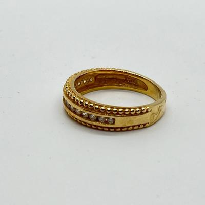 LOT 101: 14K Gold Diamonique Channel Set w/ Milgrain Edge Band - Size 6 - 3.11 gtw