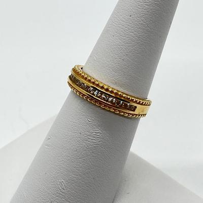 LOT 101: 14K Gold Diamonique Channel Set w/ Milgrain Edge Band - Size 6 - 3.11 gtw