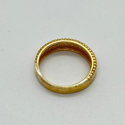 LOT 101: 14K Gold Diamonique Channel Set w/ Milgrain Edge Band - Size 6 - 3.11 gtw