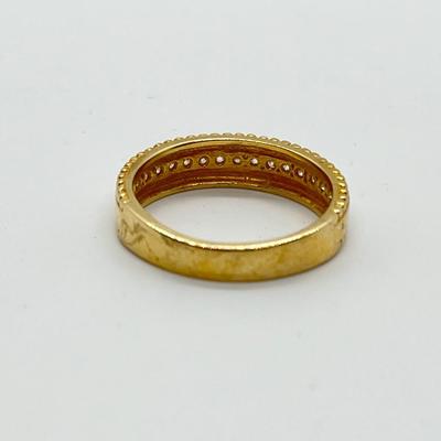 LOT 101: 14K Gold Diamonique Channel Set w/ Milgrain Edge Band - Size 6 - 3.11 gtw