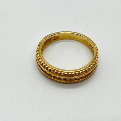 LOT 101: 14K Gold Diamonique Channel Set w/ Milgrain Edge Band - Size 6 - 3.11 gtw