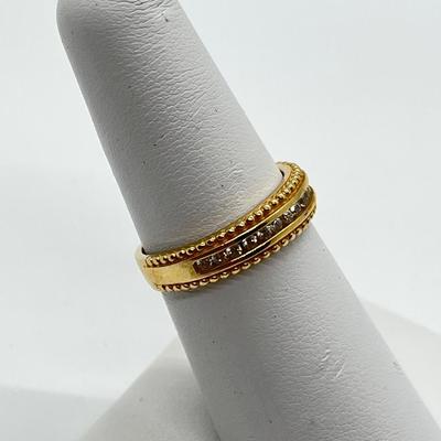 LOT 101: 14K Gold Diamonique Channel Set w/ Milgrain Edge Band - Size 6 - 3.11 gtw