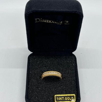 LOT 101: 14K Gold Diamonique Channel Set w/ Milgrain Edge Band - Size 6 - 3.11 gtw