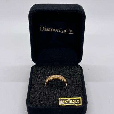 LOT 101: 14K Gold Diamonique Channel Set w/ Milgrain Edge Band - Size 6 - 3.11 gtw