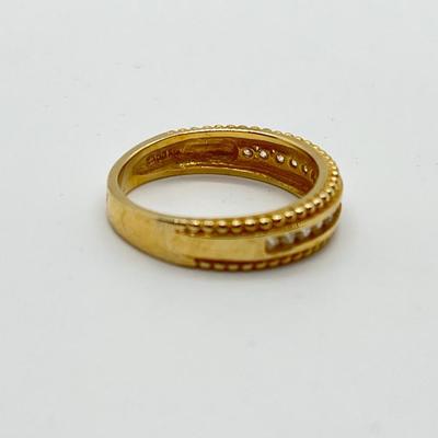 LOT 101: 14K Gold Diamonique Channel Set w/ Milgrain Edge Band - Size 6 - 3.11 gtw