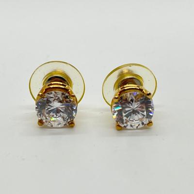 LOT 102: 14K Gold -2.78 gtw - Diamonique 4 ct tw Stud Earrings