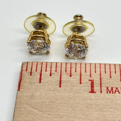 LOT 102: 14K Gold -2.78 gtw - Diamonique 4 ct tw Stud Earrings