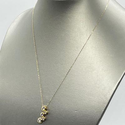 LOT 104: Diamonique 1.45 ct tw 5-Stone Bezel Set Pendant on 20" 14K Gold Chain