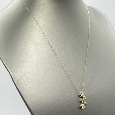 LOT 104: Diamonique 1.45 ct tw 5-Stone Bezel Set Pendant on 20" 14K Gold Chain