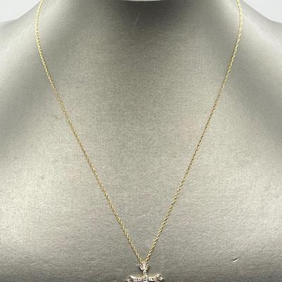 LOT 105: Diamonique Baguette & Round Cross Pendant on  14K 18" Chain - 2.68 gtw