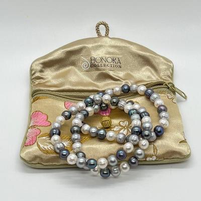 LOT 108: Set of Three Honora Pearl Stretch Bracelets