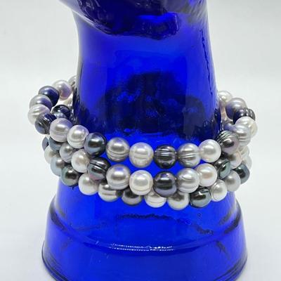 LOT 108: Set of Three Honora Pearl Stretch Bracelets